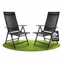 BigDean Klappstuhl Gartenstuhl Hochlehner Set 2 St. Schwarz Bild 2