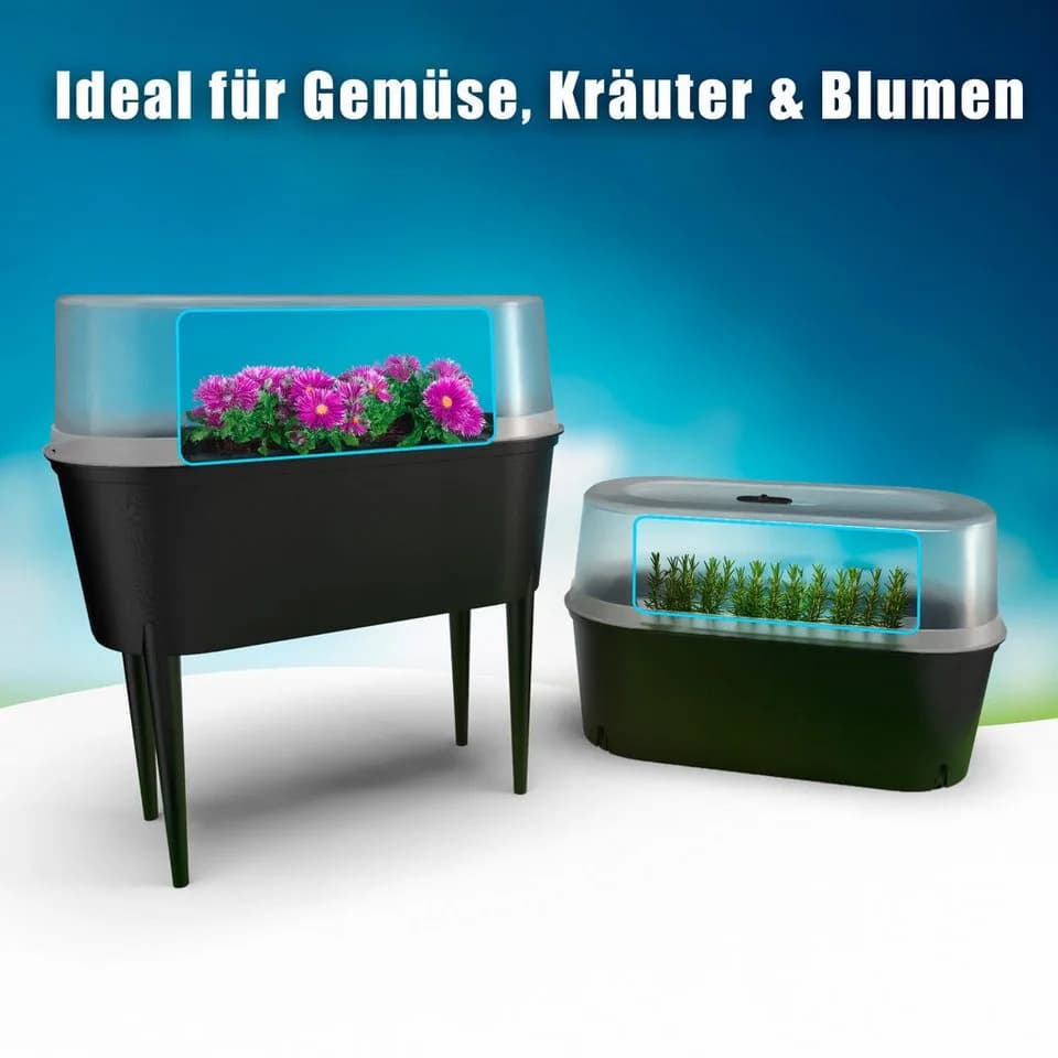 BigDean Hochbeet Balkon mit Abdeckung Kunststoff Schwarz