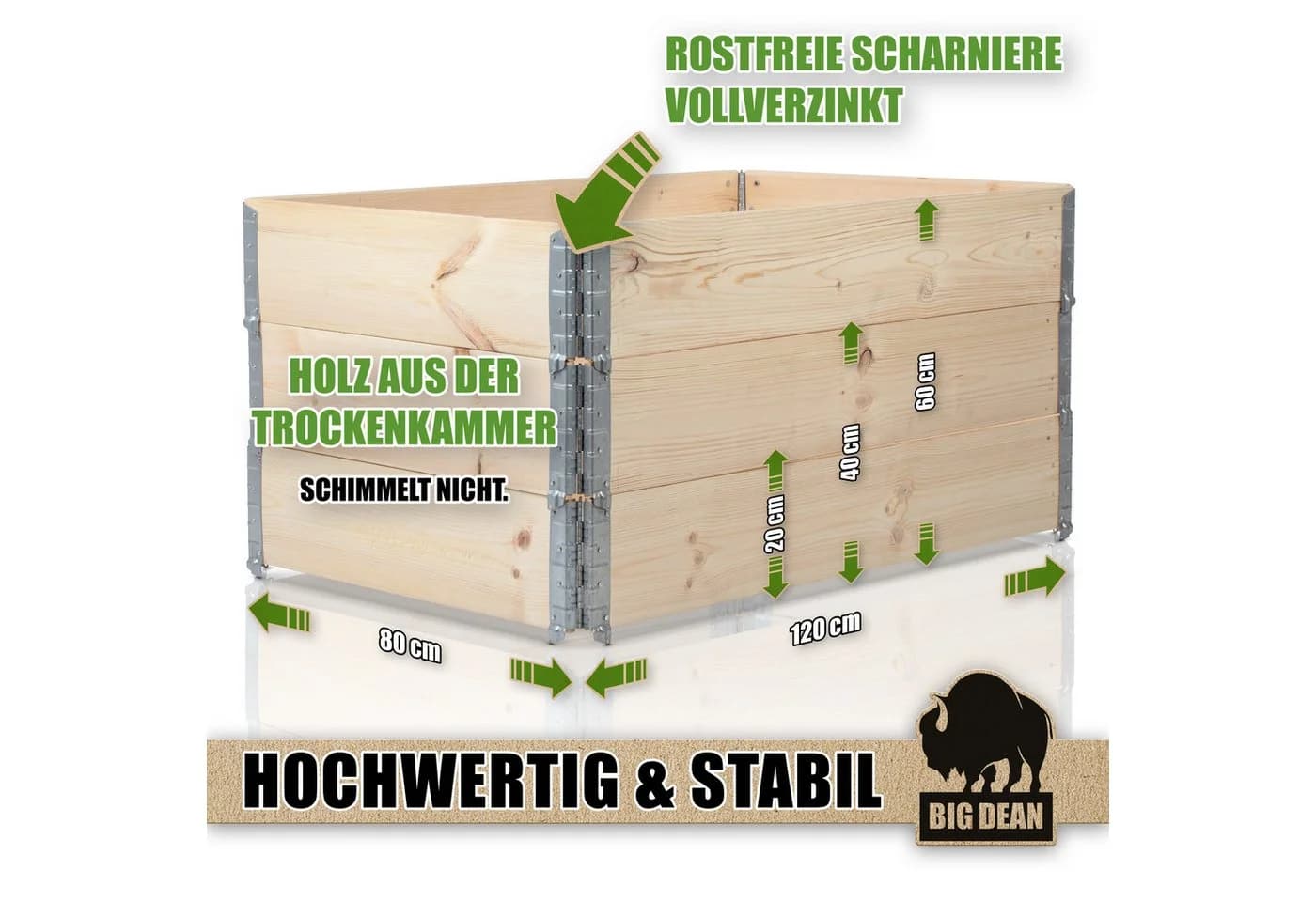BigDean Hochbeet 3 Stück Hochbeet für Garten Holz Beet Hochbeete-Kit Palettenrahmen