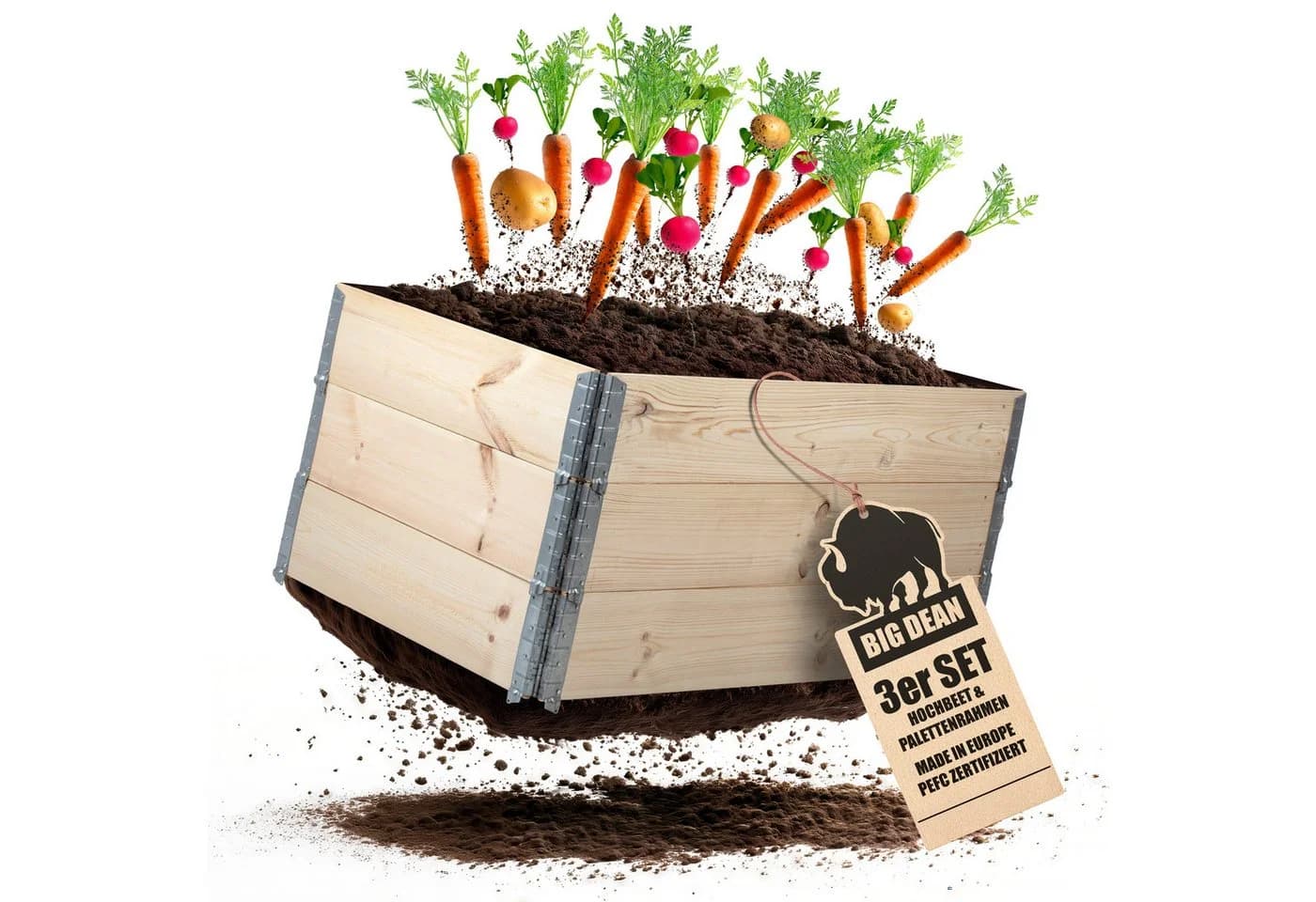 BigDean Hochbeet 3 Stück Hochbeet für Garten Holz Beet Hochbeete-Kit Palettenrahmen - Bild 2
