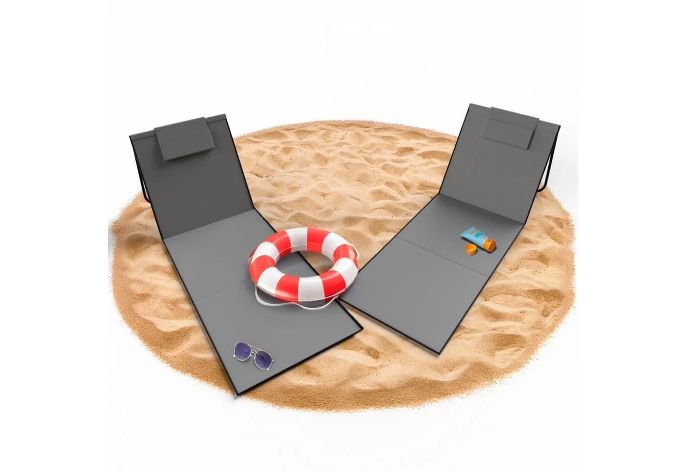 BigDean Strandliege 2er Set Klappbar Grau Oxford-Gewebe - Bild 2