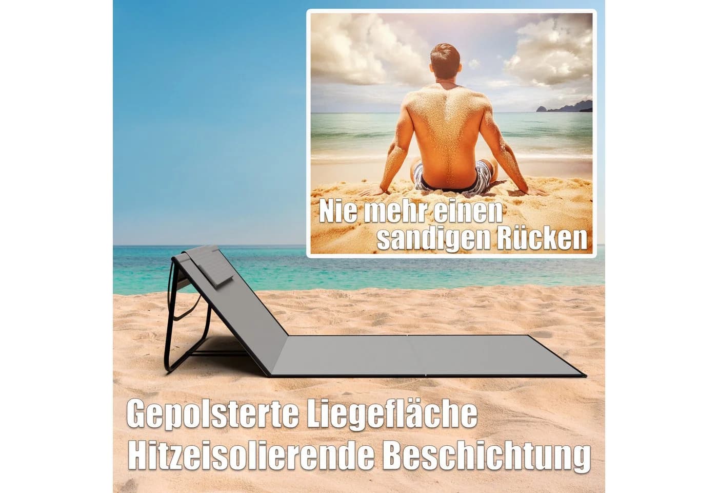 BigDean Strandliege 2er Set Klappbar Grau Oxford-Gewebe - Bild 5