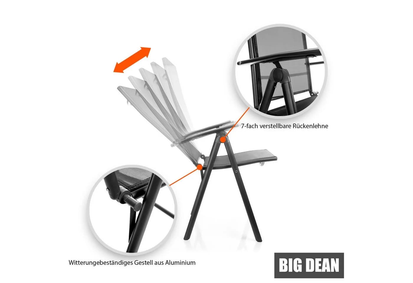 BigDean Gartenstuhl 2 Stück Balkonstühle dunkelgrau 120 kg belastbar - Bild 4