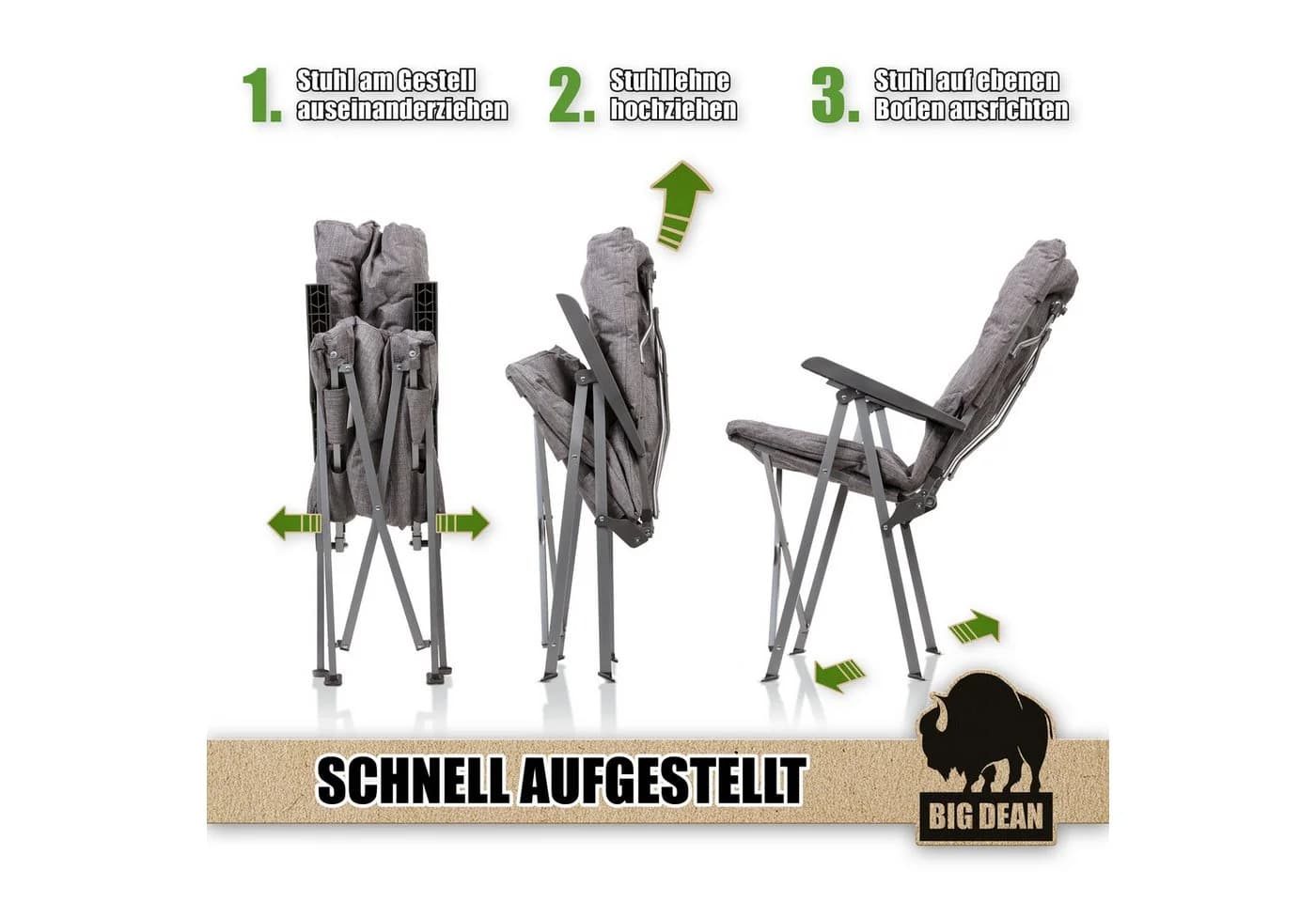 BigDean Campingstuhl Faltbar mit Verstellbarer Rückenlehne - Bild 4