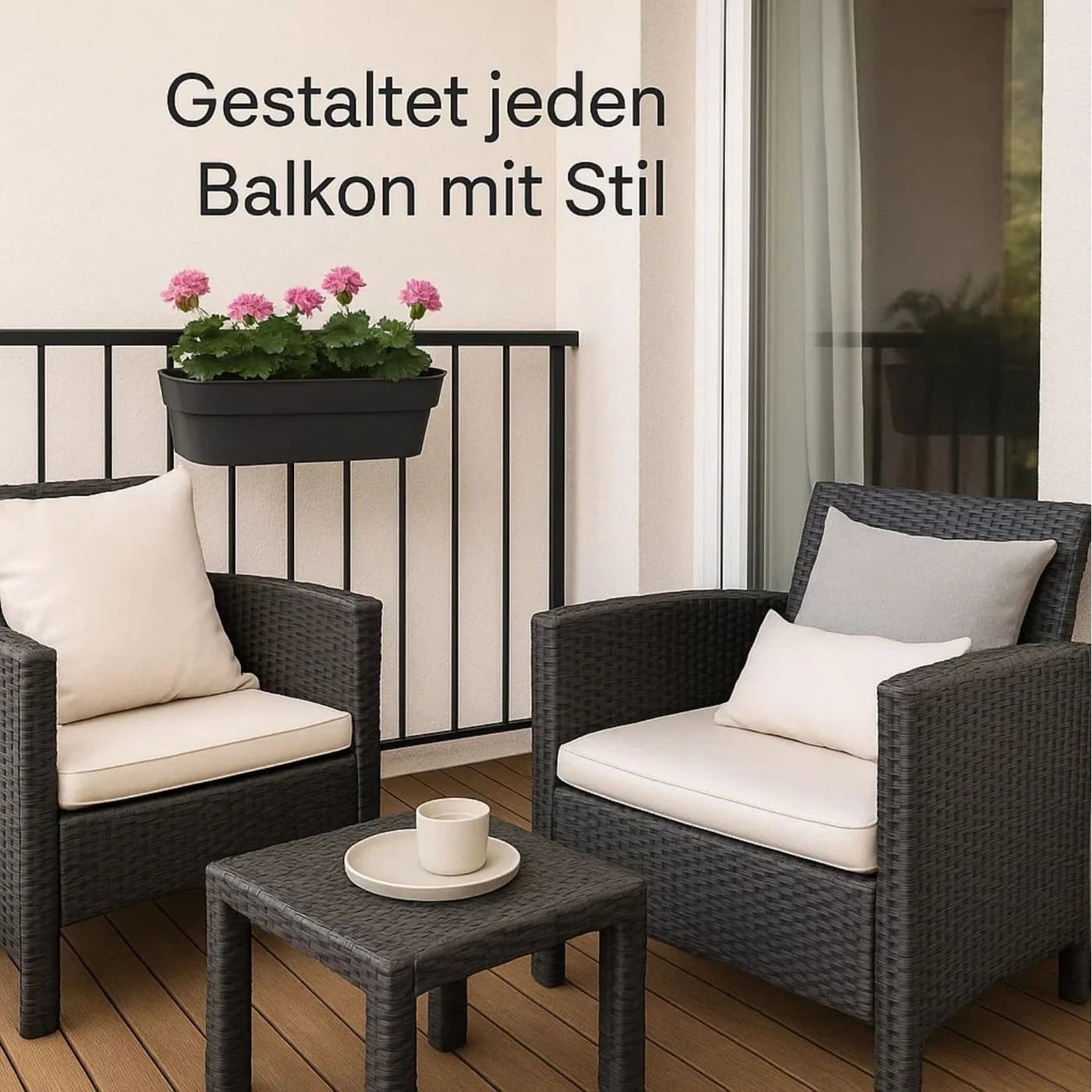 BigDean Balkongeländerkasten Anthrazit mit Wasserspeicher - Bild 5