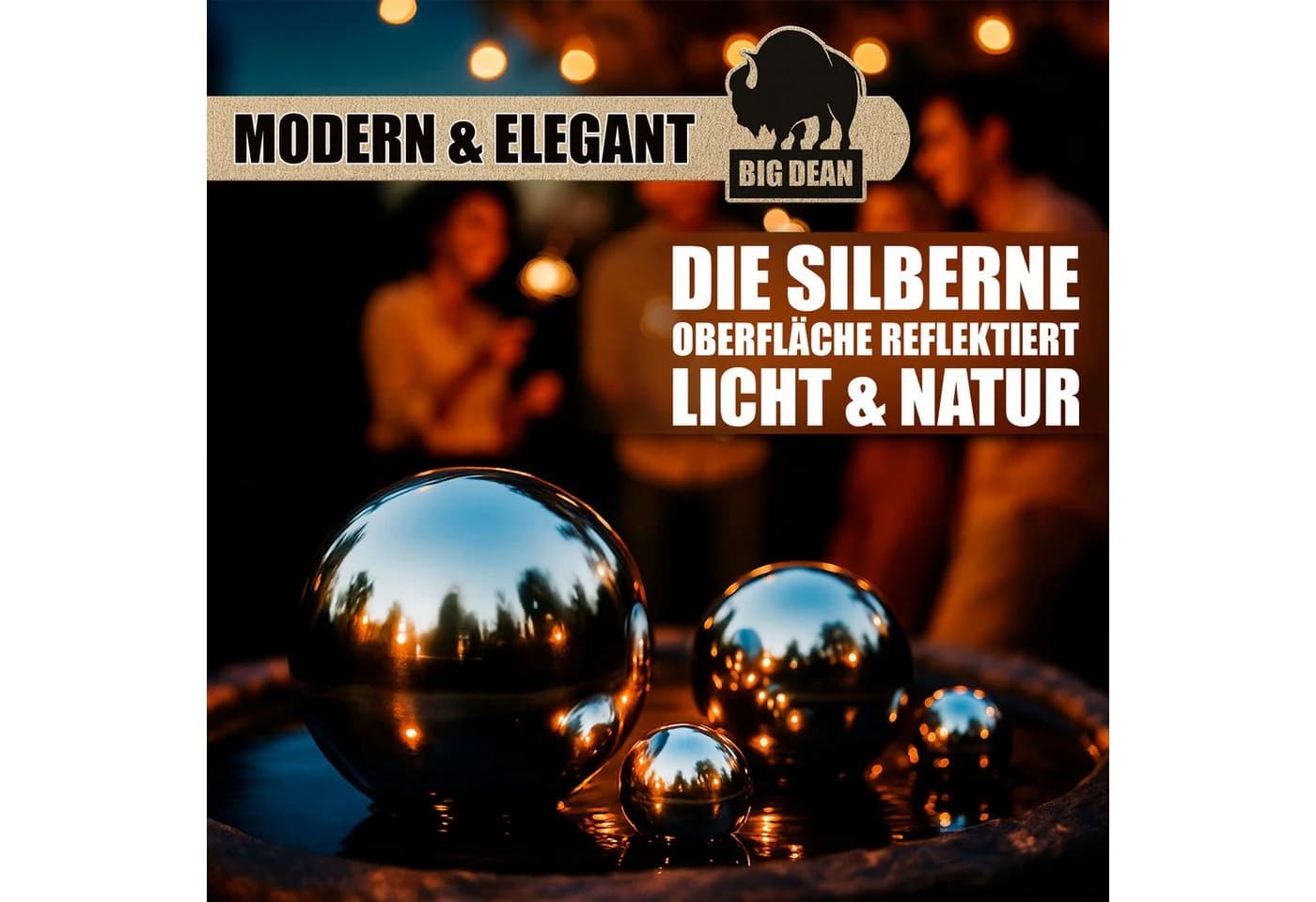 BigDean Dekokugel 6er Set Edelstahl Silber Teichkugeln - Bild 5