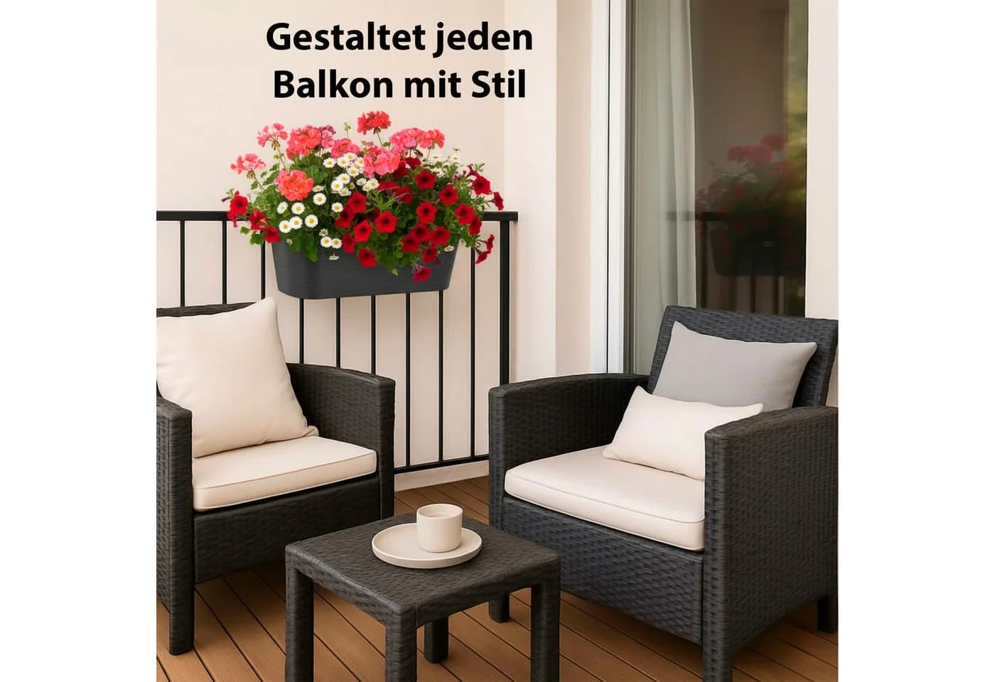 BigDean Blumenkasten Balkongeländer 4x Anthrazit UV-beständig - Bild 5