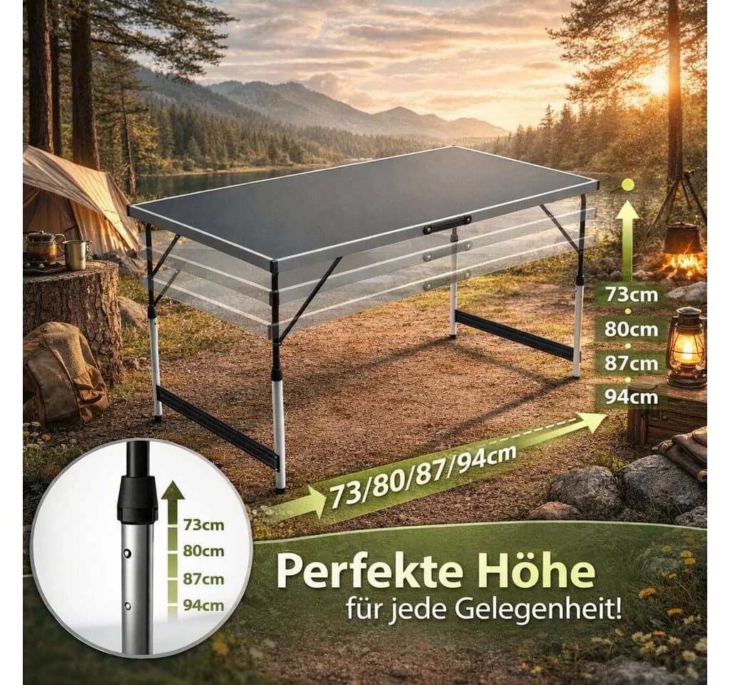 BigDean Klapptisch Höhenverstellbar Stabil Campingtisch