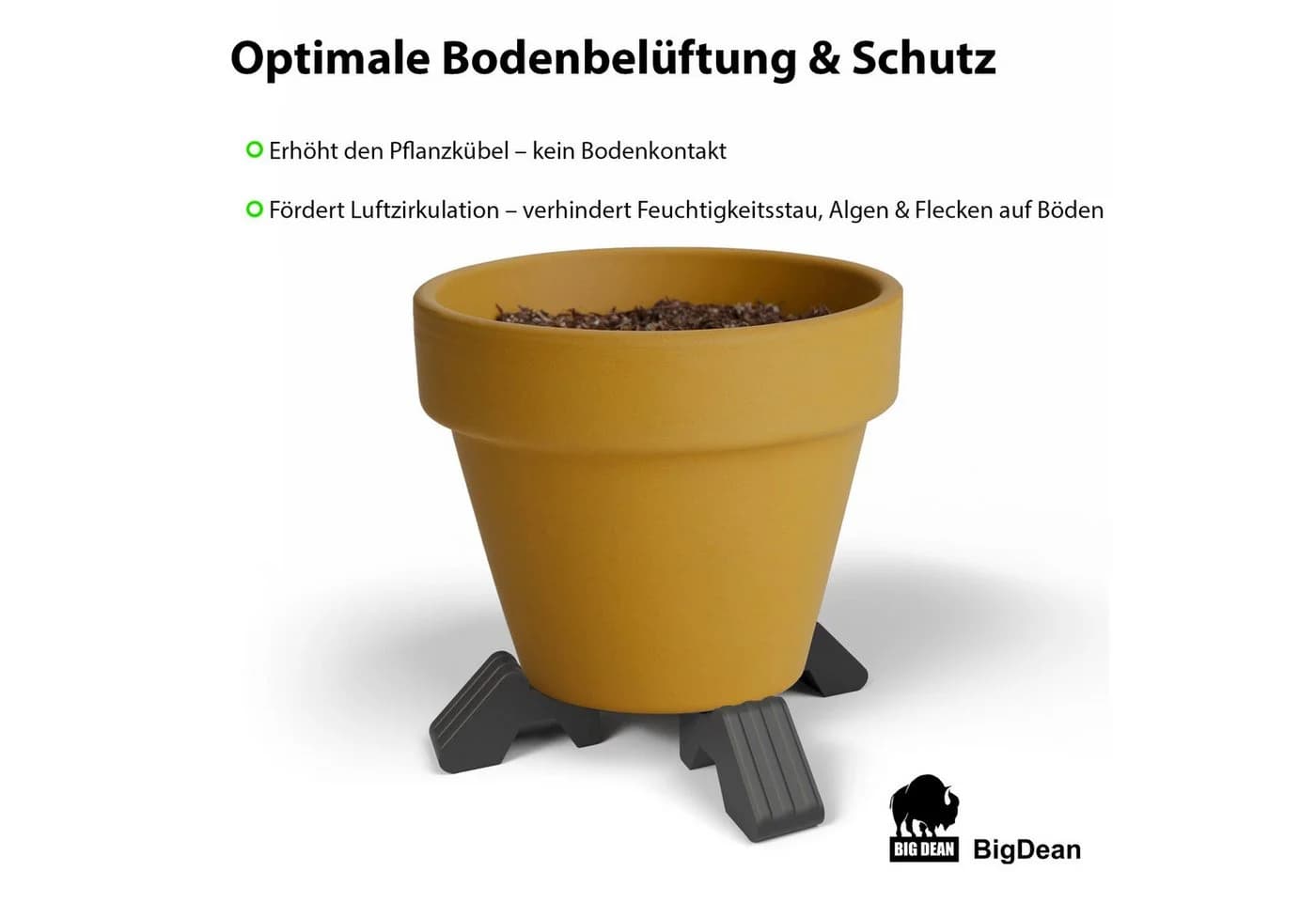 BigDean Standfuß 4x Füßchen Blumentopf Anthrazit 12er Pack - Bild 5