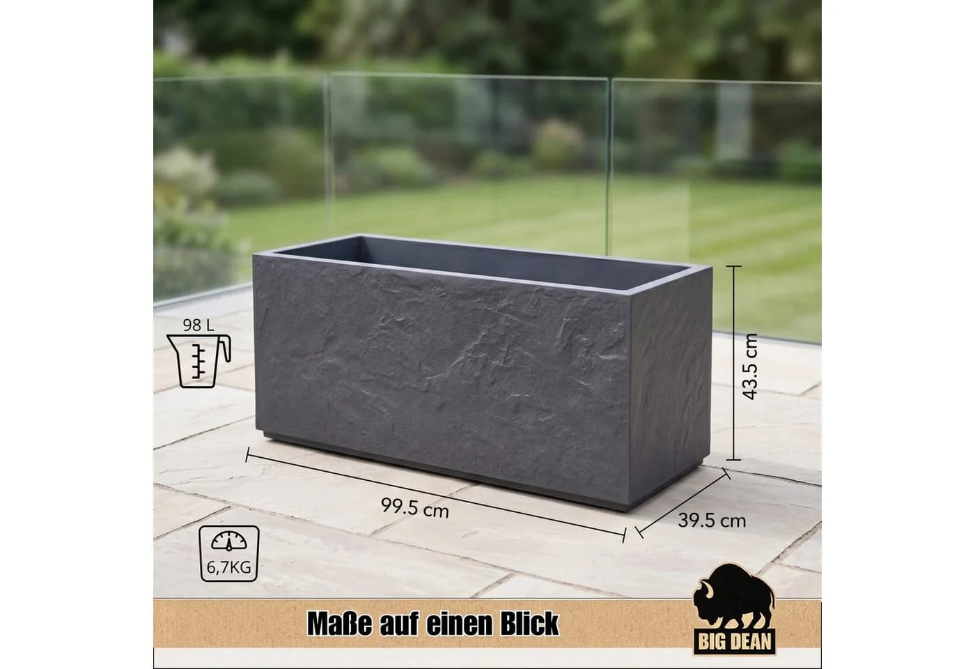 BigDean Pflanzkübel Groß Schiefer Optik mit Wasserspeicher - Bild 3