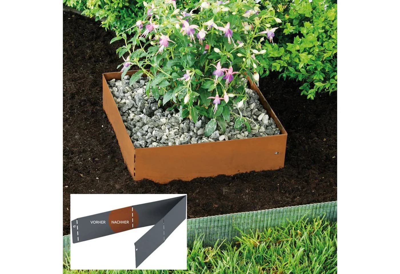 Bellissa Rasenkante Square Corten 30x30cm H20cm Beetumrandung - Bild 2