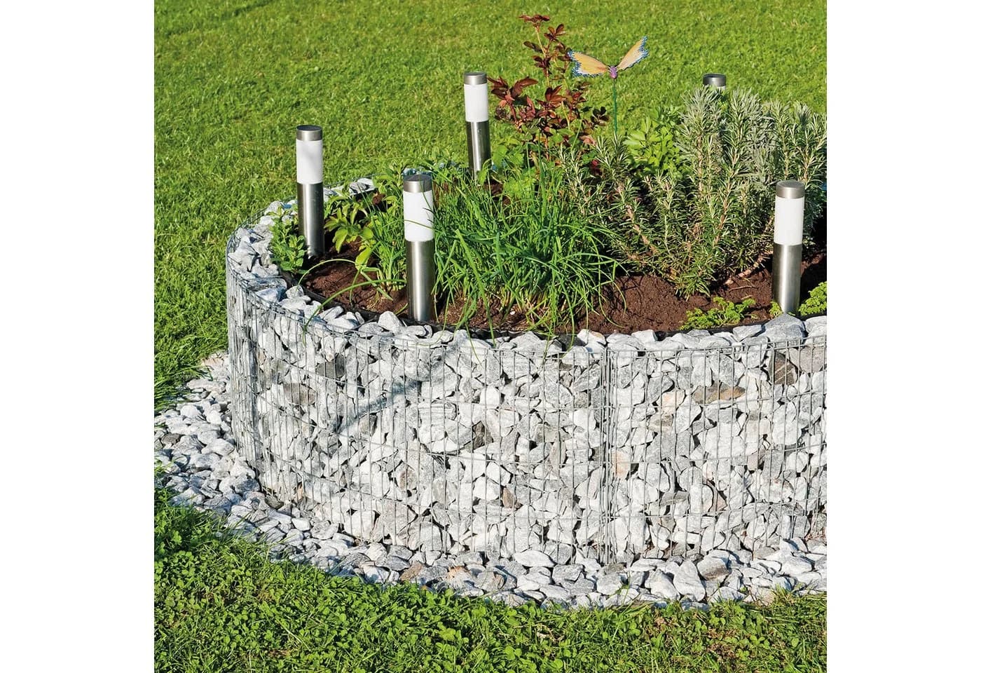Bellissa Gabionen-Hochbeet rund Silber Stahldraht - Bild 3