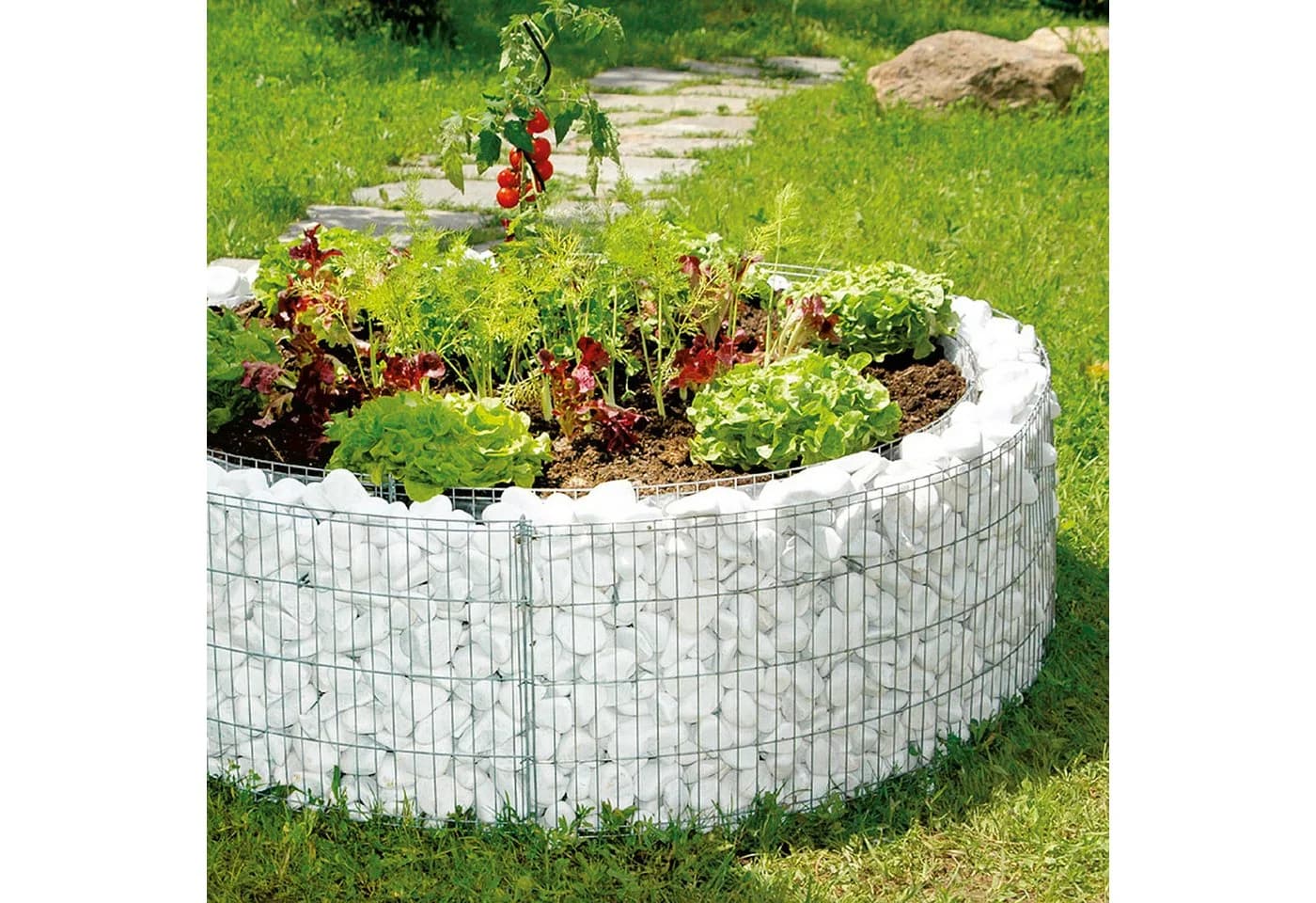 Bellissa Gabionen-Hochbeet rund Silber Stahldraht - Bild 4