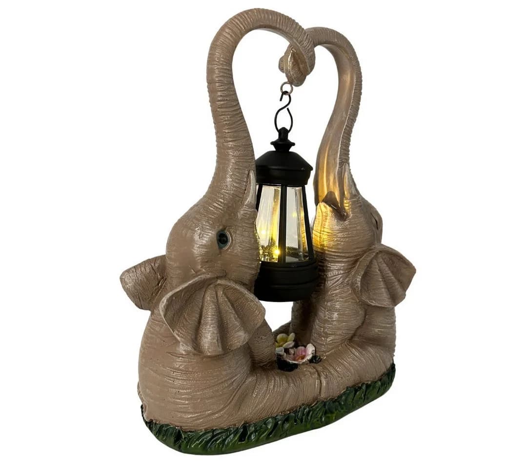 abc HOME Gartenfigur Elefant mit Solar-LED-Laterne