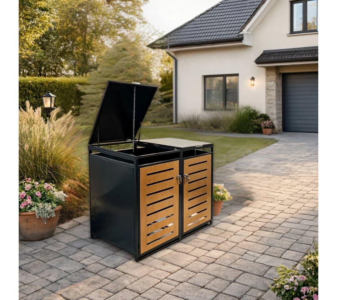 abc HOME Mülltonnenbox 2er Anthrazit Stahl