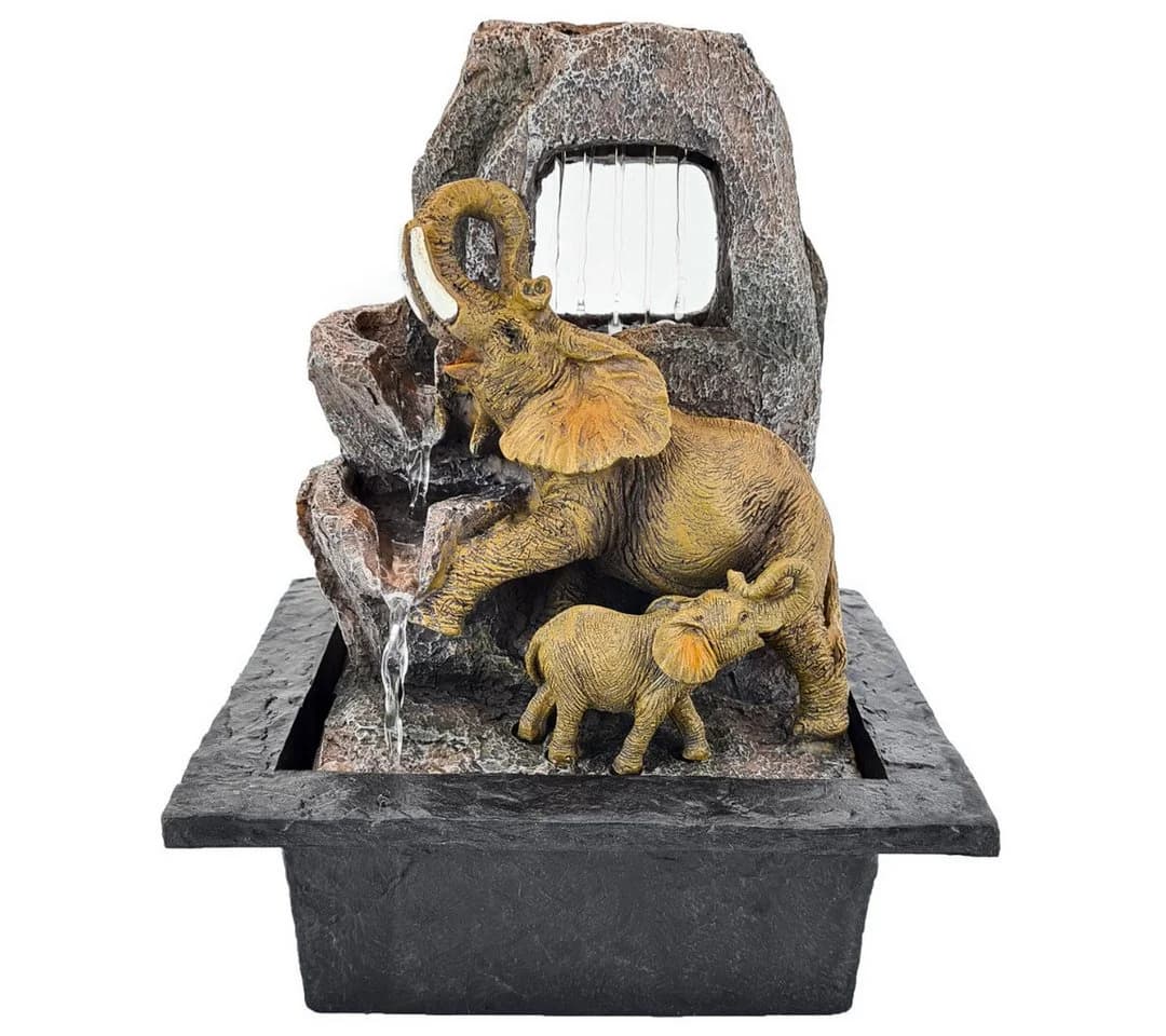 abc HOME Zimmerbrunnen Elefanten mit LED und Wasserpumpe
