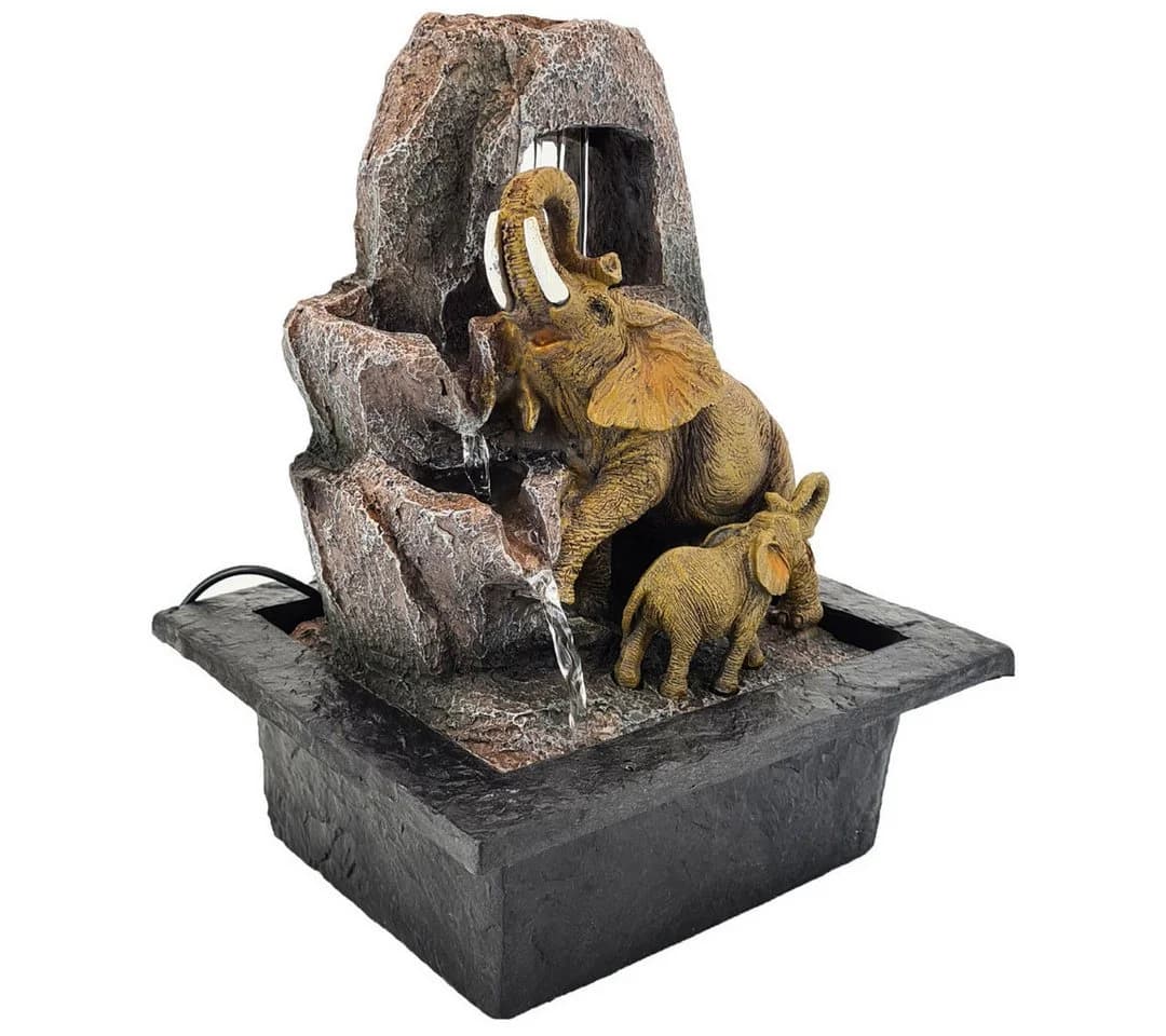 abc HOME Zimmerbrunnen Elefanten mit LED und Wasserpumpe - Bild 3