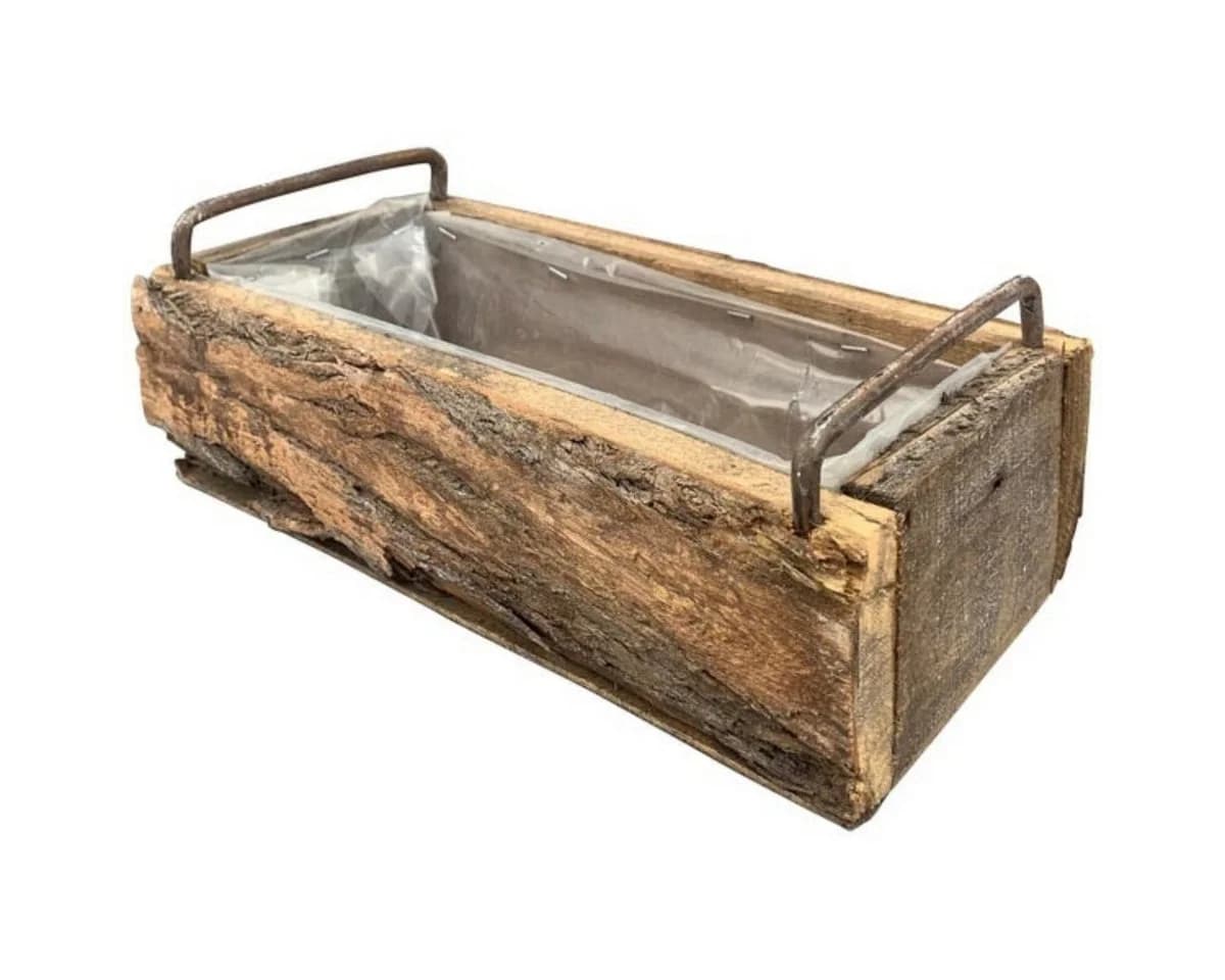 Antiker Blumenkasten aus Holz und Metall
