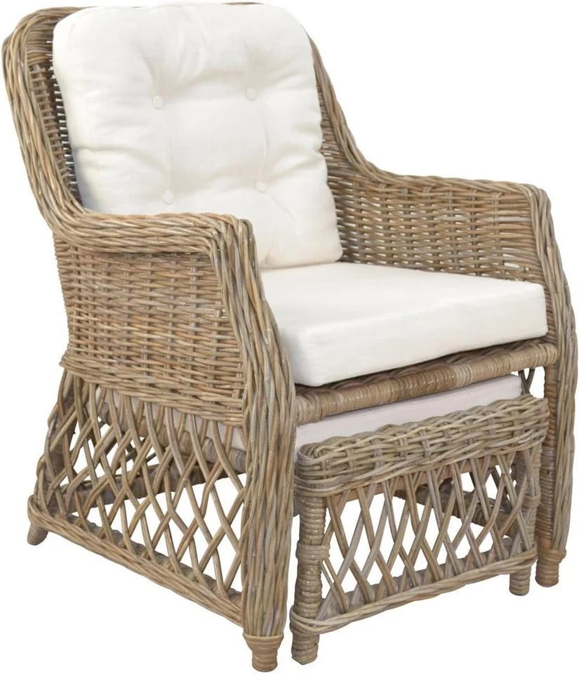 Rattanstuhl HOME AFFAIRE Grau Rattan Handarbeit - Bild 5
