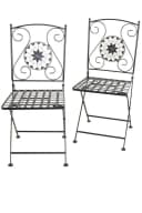 moebel-direkt-online Gartenstuhl Eisen Schwarz Mosaik 2er Set Klappbar Bild 1