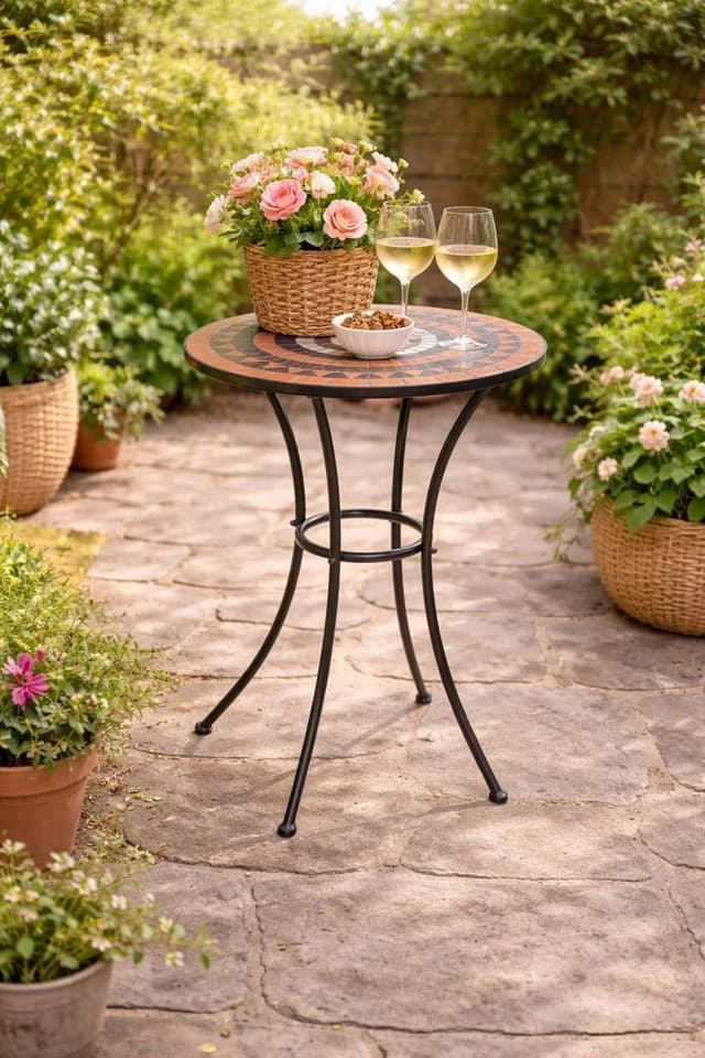 Gartentisch Mosaiktisch Ø 60 cm - Terrakotta Schwarz - Bild 2