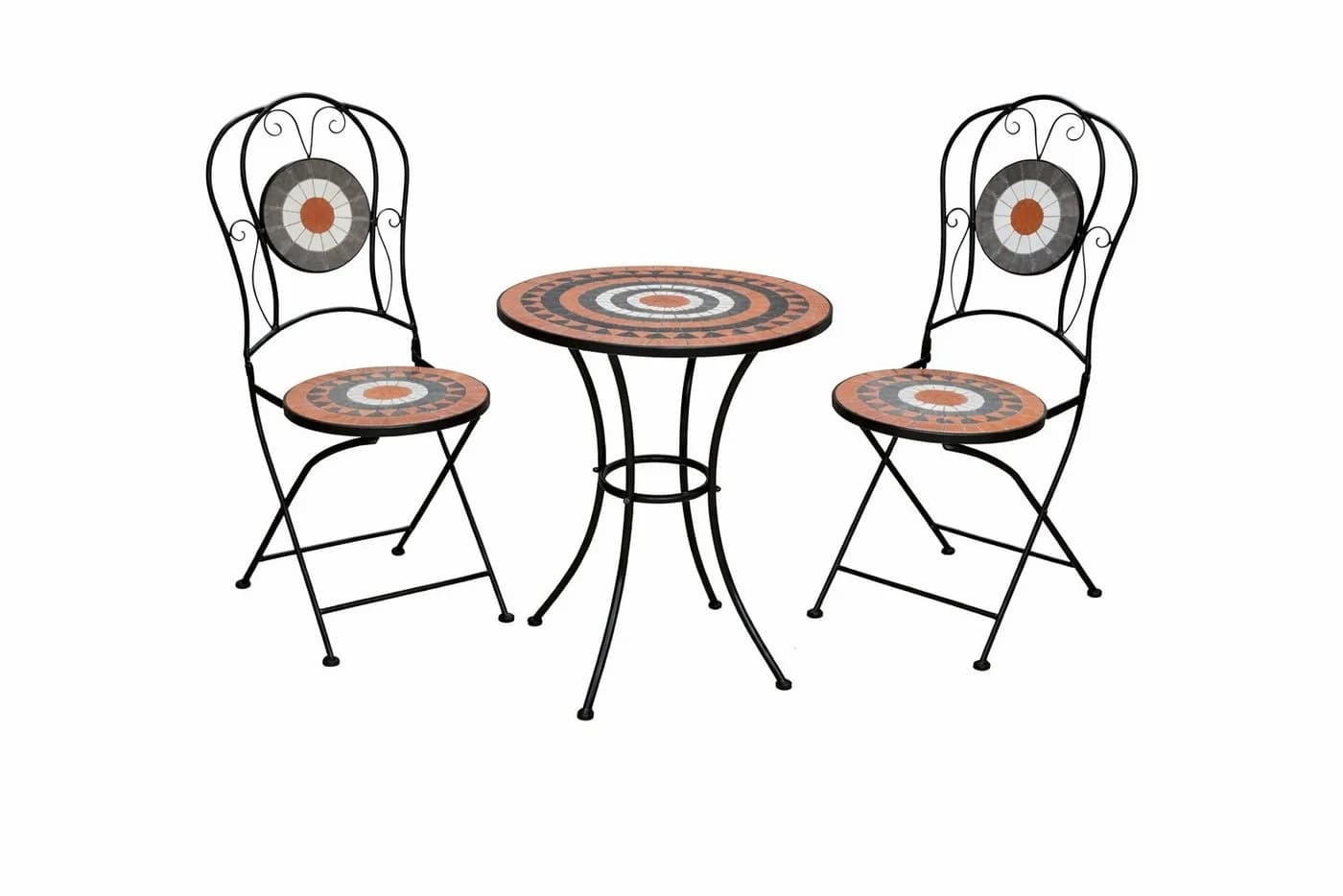 moebel-direkt-online Gartentisch 3tlg. Schwarz/Bunt Mosaik