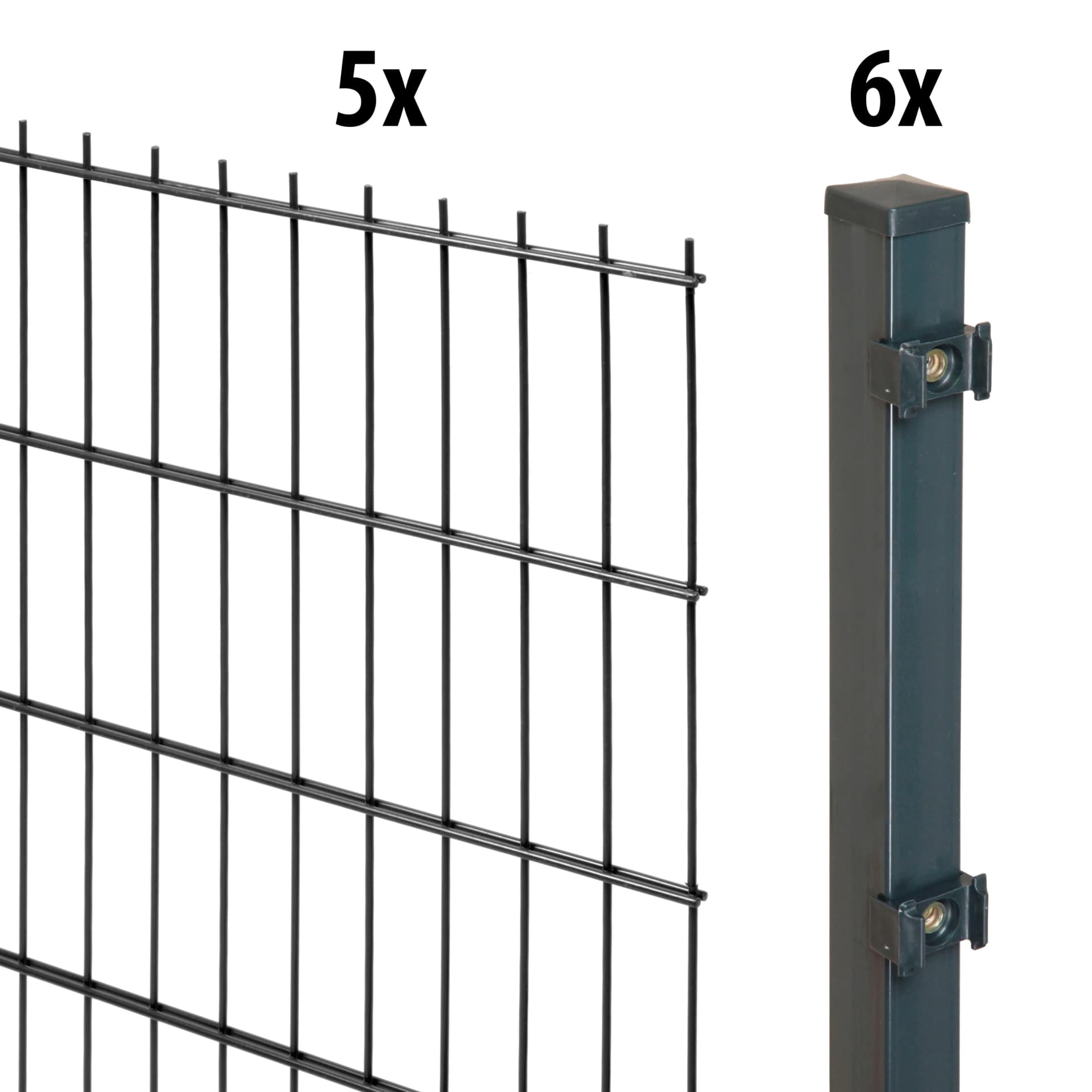 GARDEN 'N' MORE Doppelstabmattenzaun Standard Anthrazit 10m Set - Bild 3