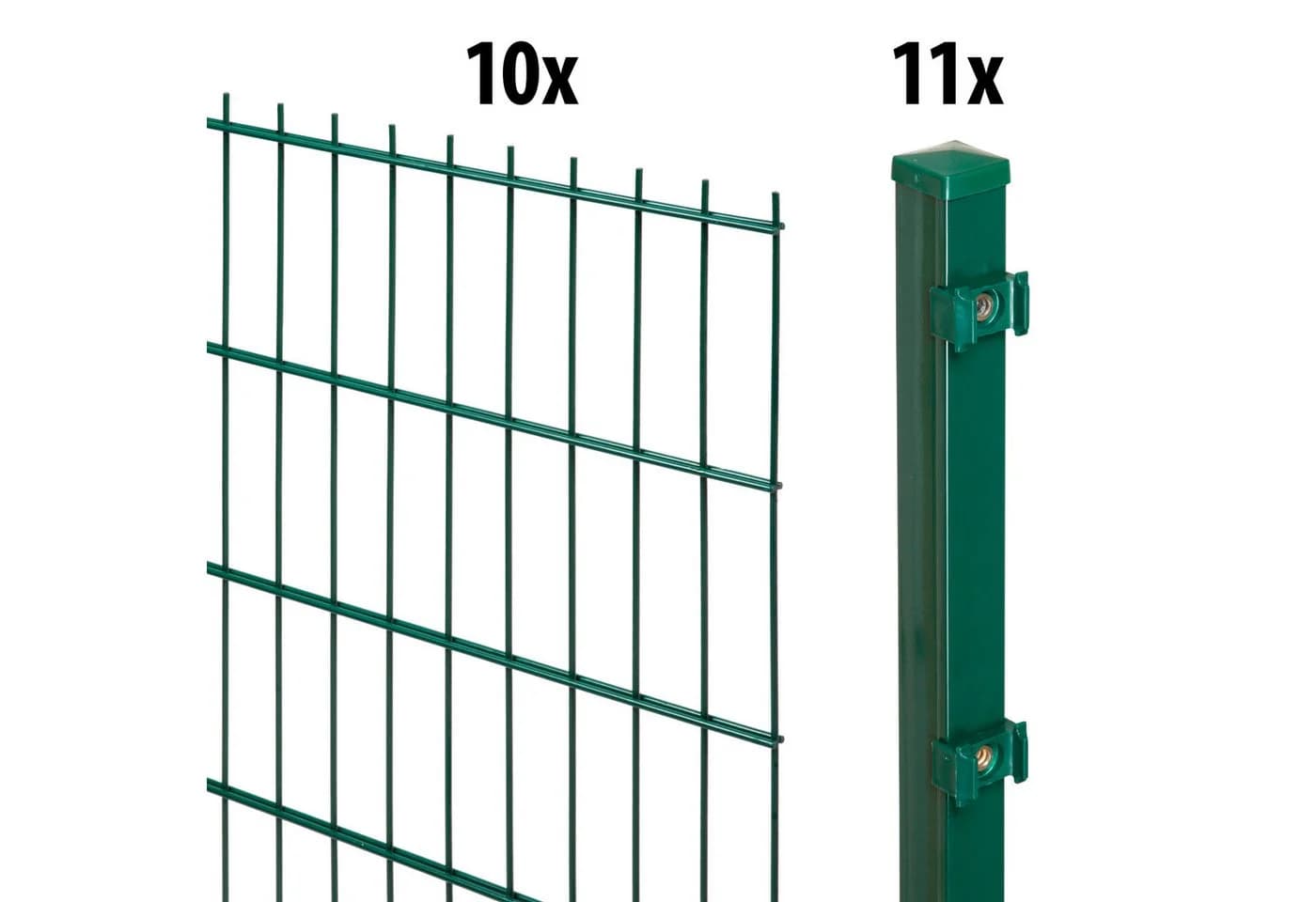GARDEN 'N' MORE Doppelstabmattenzaun Set Grün 180cm mit 11 Pfosten - Bild 2