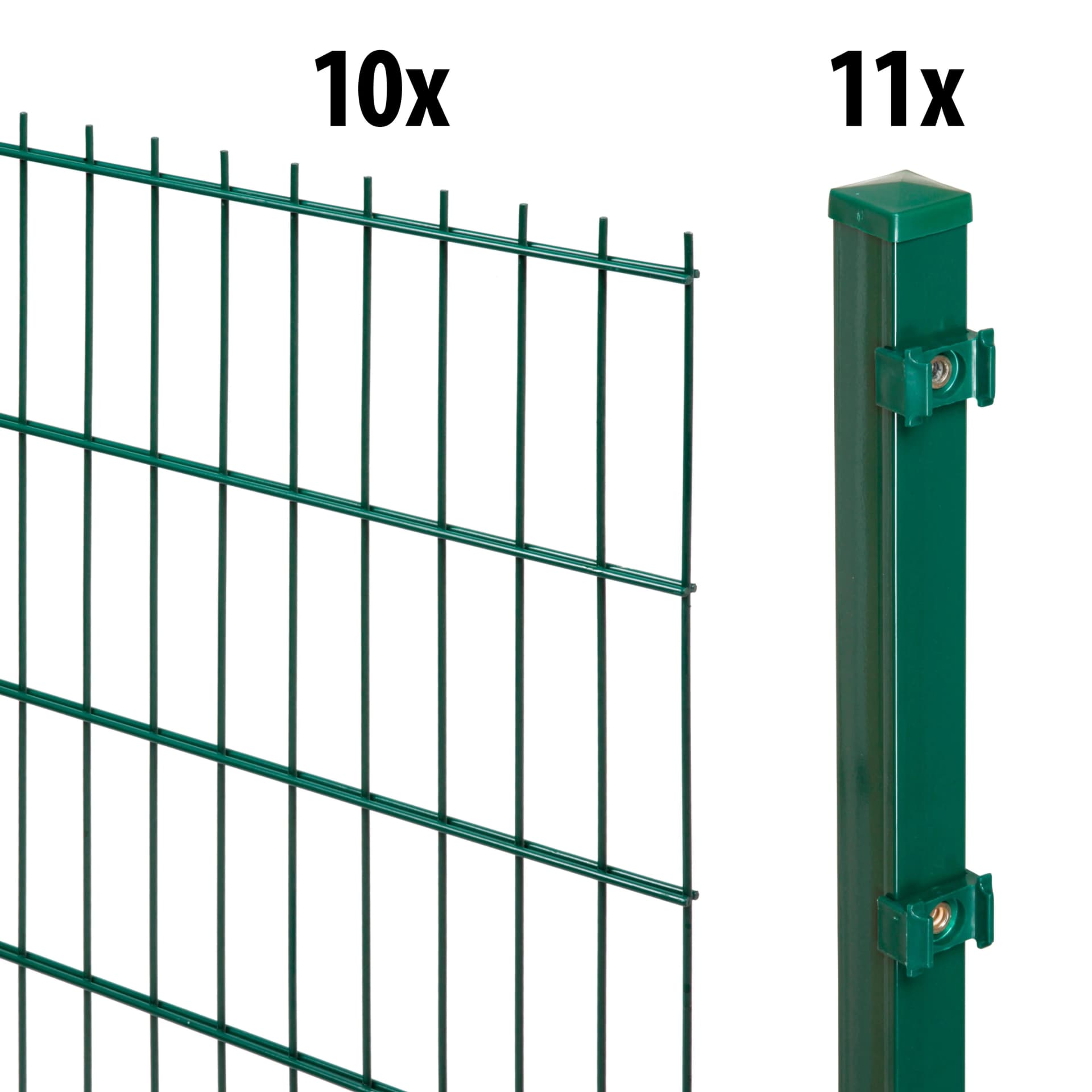 GARDEN 'N' MORE Doppelstabmattenzaun Set Grün 180cm mit 11 Pfosten - Bild 3