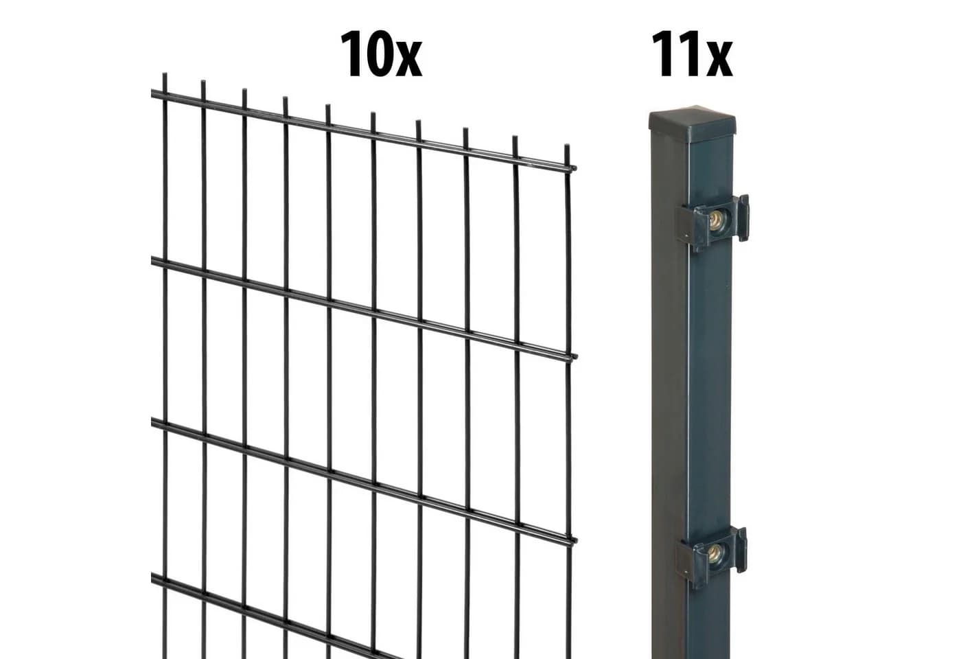 GARDEN 'N' MORE Doppelstabmattenzaun Standard Anthrazit 20 m Set - Bild 2
