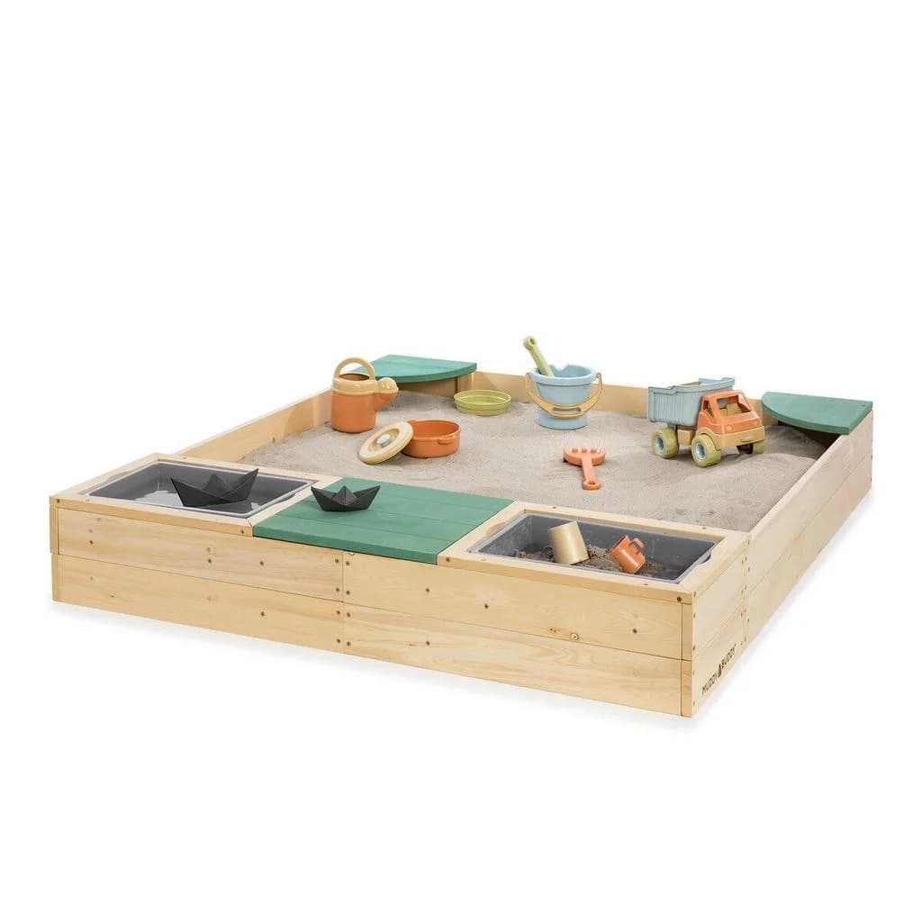 MUDDY BUDDY® Sandkasten Beach Rebel Natur/Salbeigrün mit Sitzbänken - Bild 4