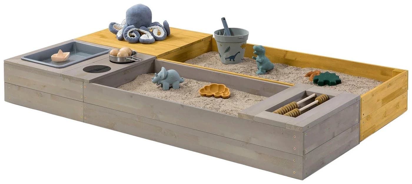 MUDDY BUDDY® Sandkasten Flexy Style Warmgrau-Ocker Holzschutz