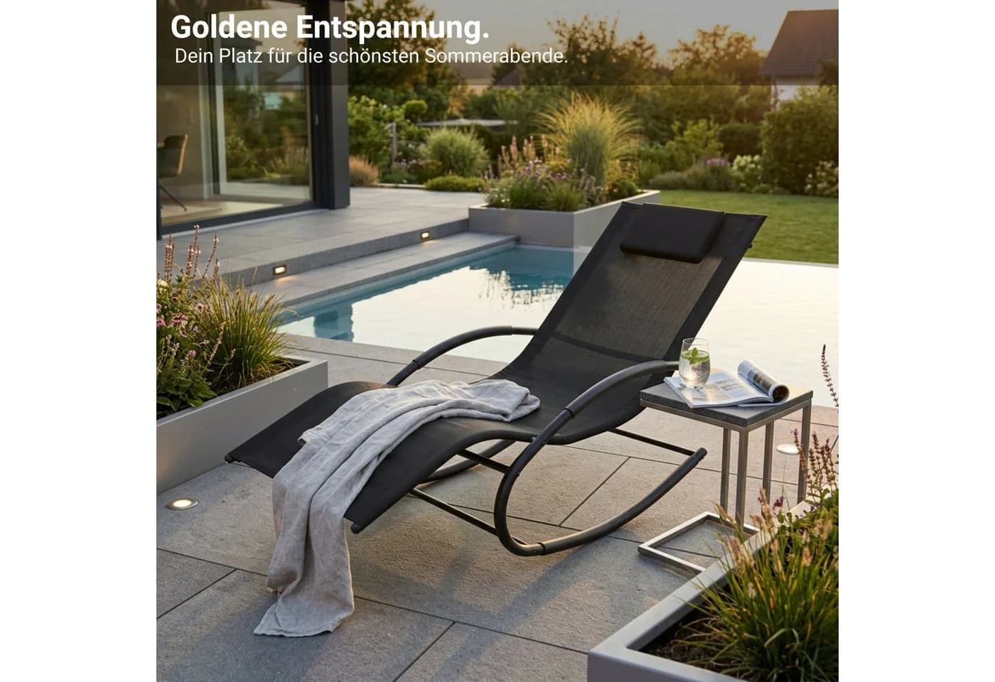 NovaTerra Gartenlounge-Set Premium Sun Lounger Schwarz Wetterfest - Bild 5