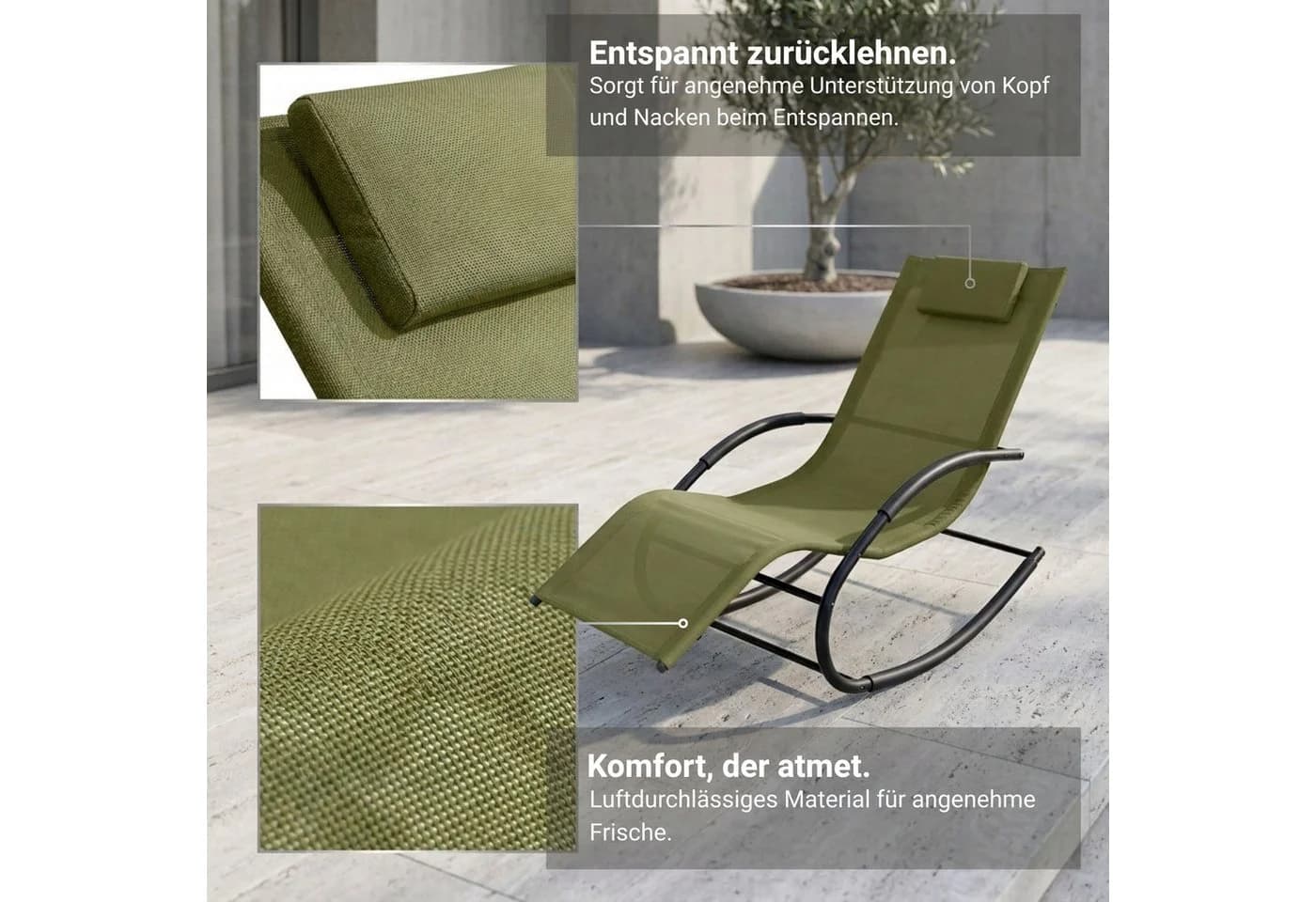 NovaTerra Gartenliege Premium Beige Wetterfest Rostbeständig - Bild 4