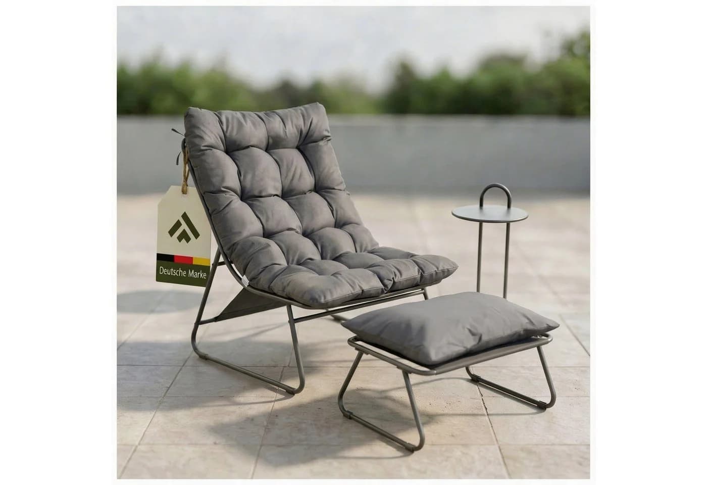 NovaTerra Gartenlounge-Set 3-tlg. Sessel mit Fußstütze & Tisch - Bild 2