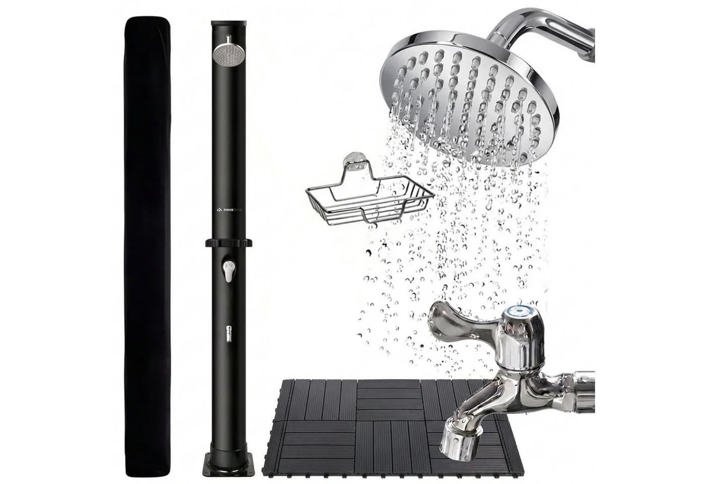 NovaTerra Solardusche mit Bodenelement & Schutzhaube - Bild 2