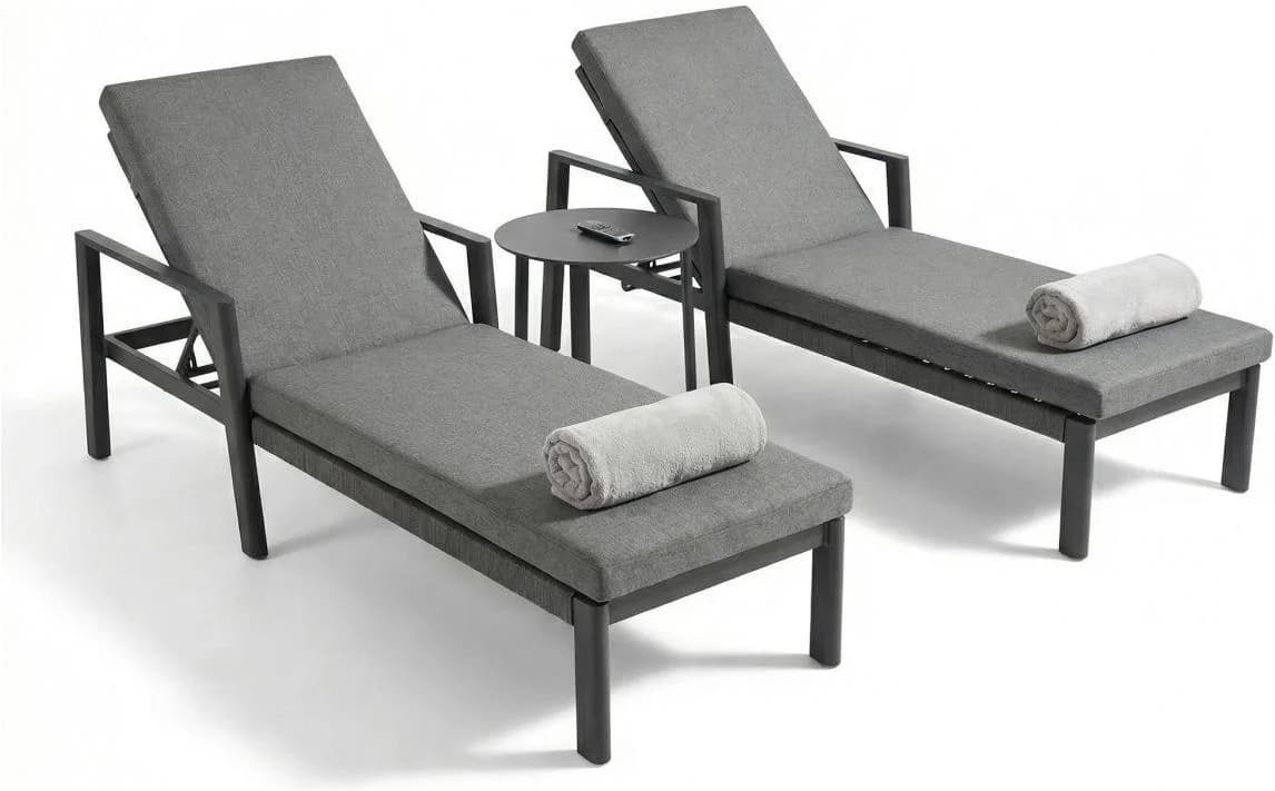 AMBIENTE HAUS Loungeset 2er Set mit Kissen Grau Aluminium