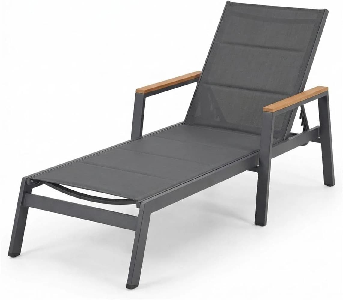 AMBIENTE HAUS Premium Aluminium Gartenliege grau verstellbar