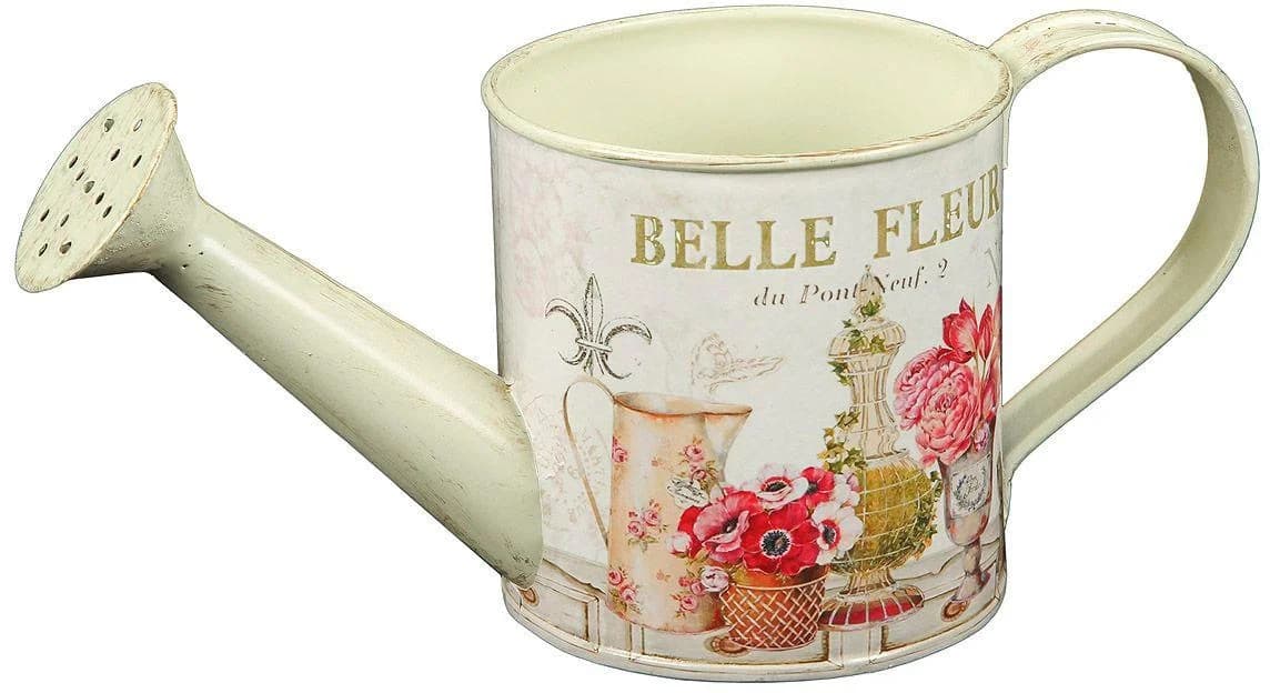 AMBIENTE HAUS Gießkanne Fleur Klein Antik Cremefarben Metall