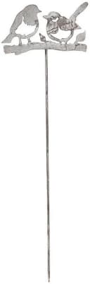 AMBIENTE HAUS Gartenstecker Vogel Grau Metall Handarbeit Bild 2