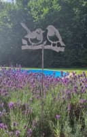 AMBIENTE HAUS Gartenstecker Vogel Grau Metall Handarbeit Bild 3