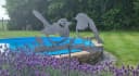 AMBIENTE HAUS Gartenstecker Vogel Grau Metall Handarbeit Bild 5