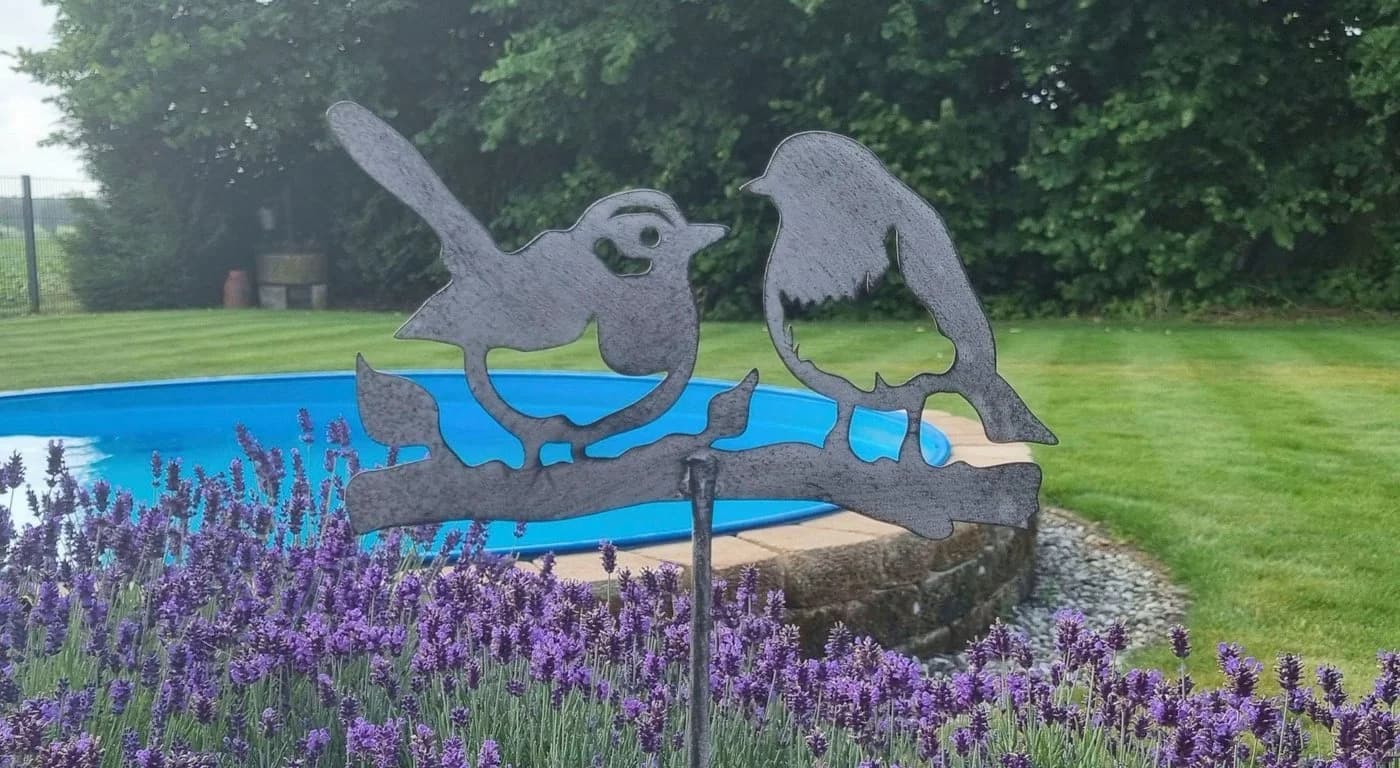 AMBIENTE HAUS Gartenstecker Vogel Grau Metall Handarbeit - Bild 5
