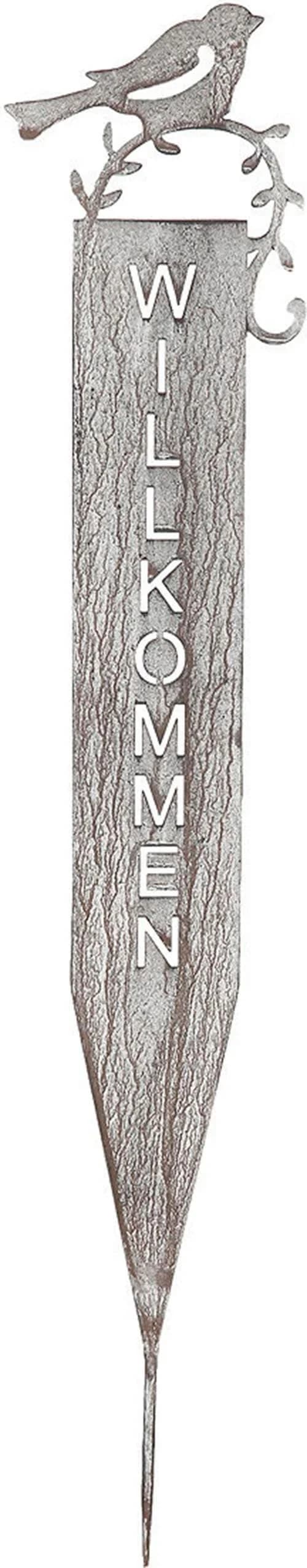 AMBIENTE HAUS Gartenstecker Willkommen Grau Metall 70cm - Bild 4