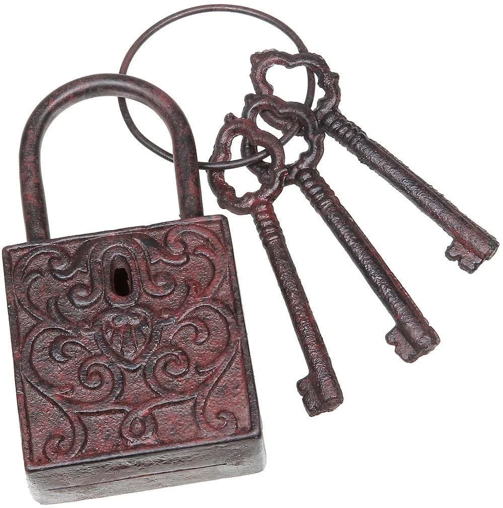 AMBIENTE HAUS Vorhängeschloss mit Schlüssel Set Braun Aluminium