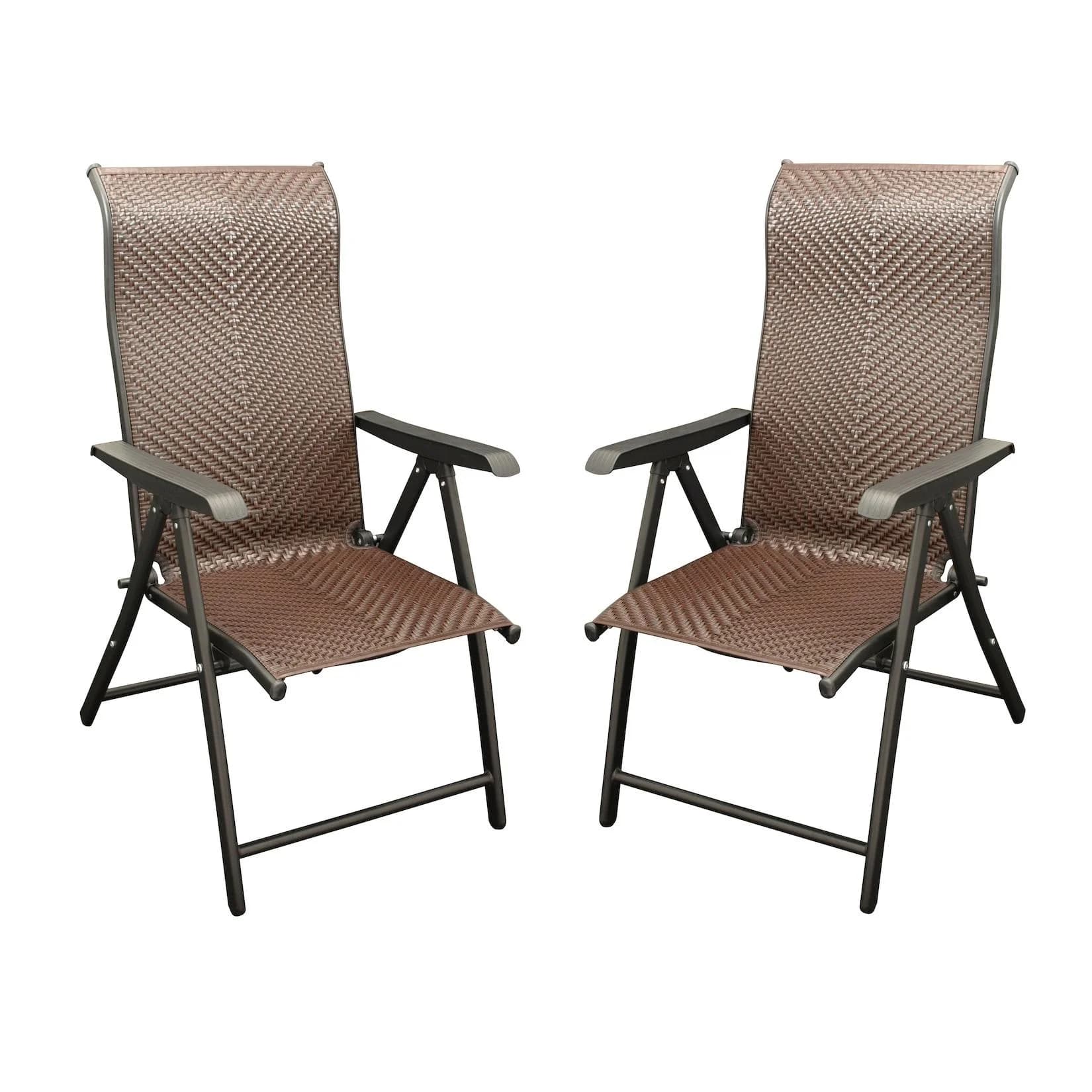 DEGAMO Klappsessel ANTIBES Hochlehner Metall Polyrattan Braun Klappbar 2 Stück