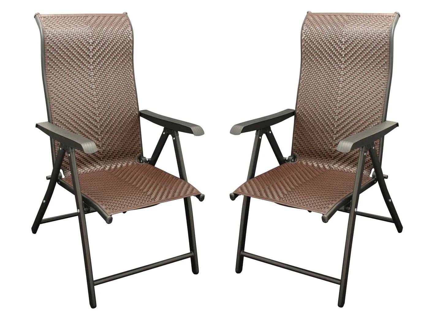 DEGAMO Klappsessel ANTIBES Hochlehner Metall Polyrattan Braun Klappbar 2 Stück - Bild 3