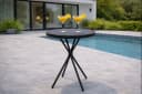 DEGAMO Gartentisch MILANO 60cm rund Metall anthrazit Glasplatte schwarz Bild 1