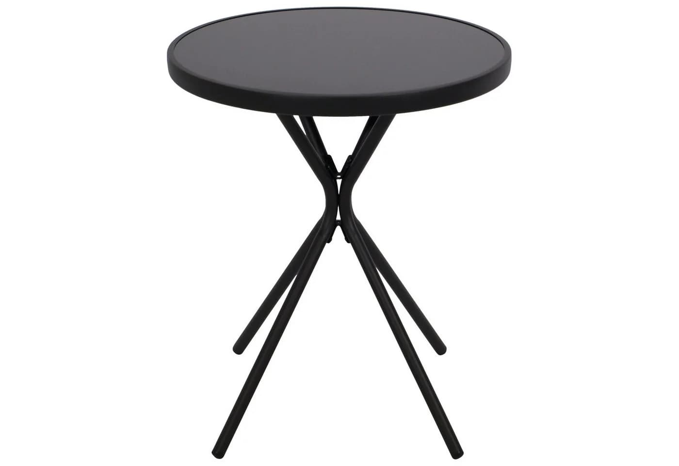 DEGAMO Gartentisch MILANO 60cm rund Metall anthrazit Glasplatte schwarz - Bild 2