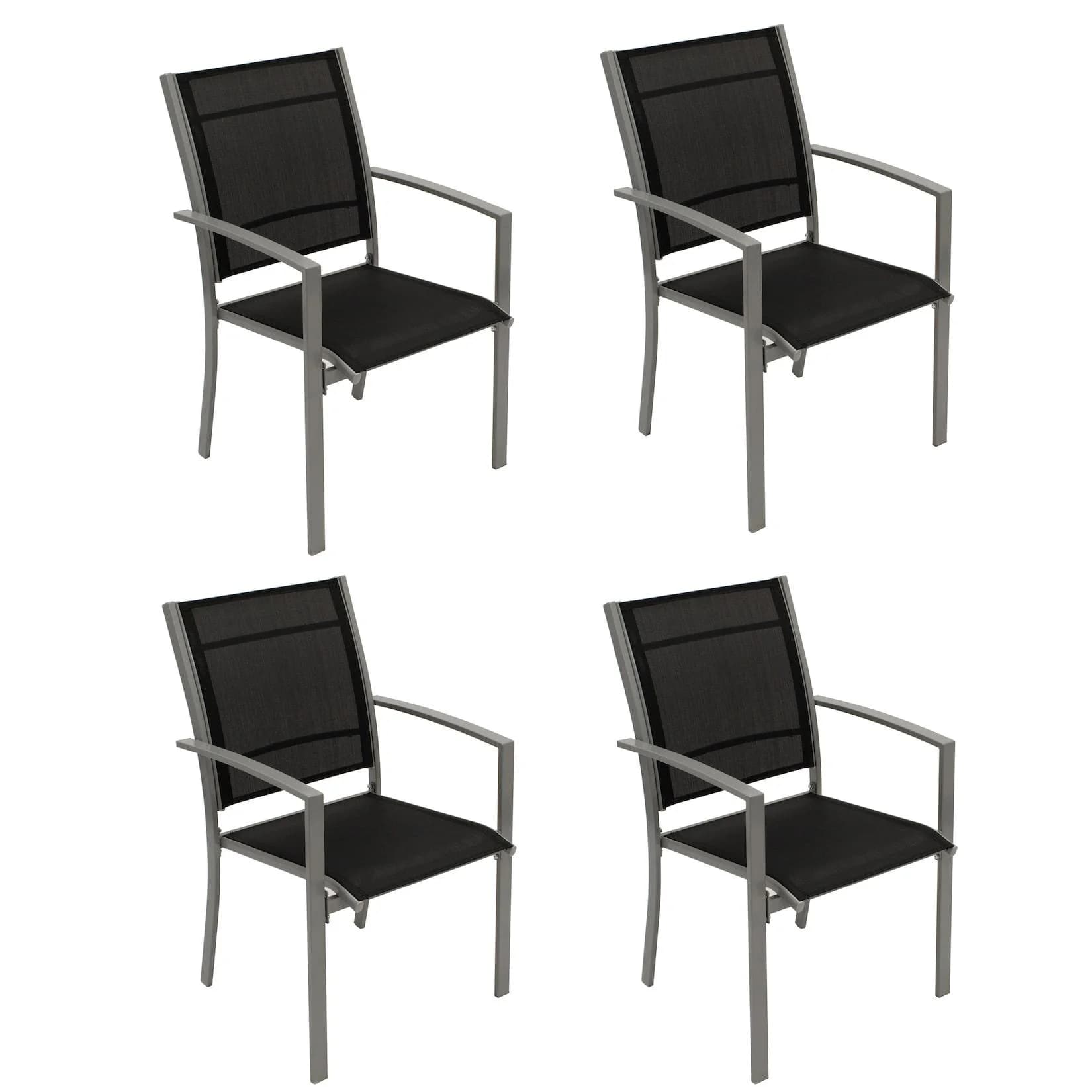 DEGAMO Garten-Essgruppe PINO 5-tlg. Grau/Schwarz Metall
